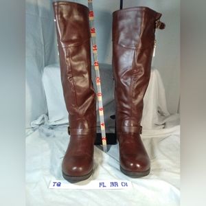 TG Brown Leather Knee Highs §